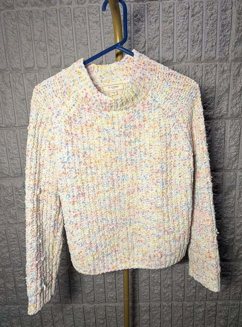 600 No Comment Pullover Sweater Size M Confetti Chenille